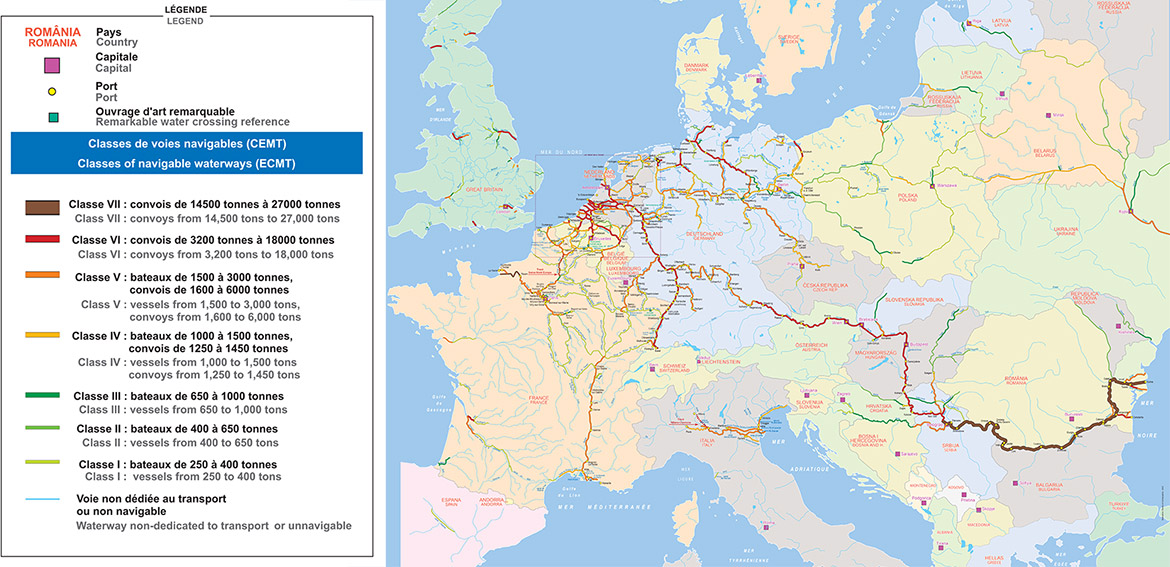 Carte de l'Europe fluviale